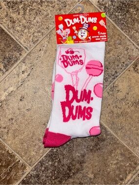 Dum Dums Novelty yCandy Crew Socks - White & Red with Pink Accents